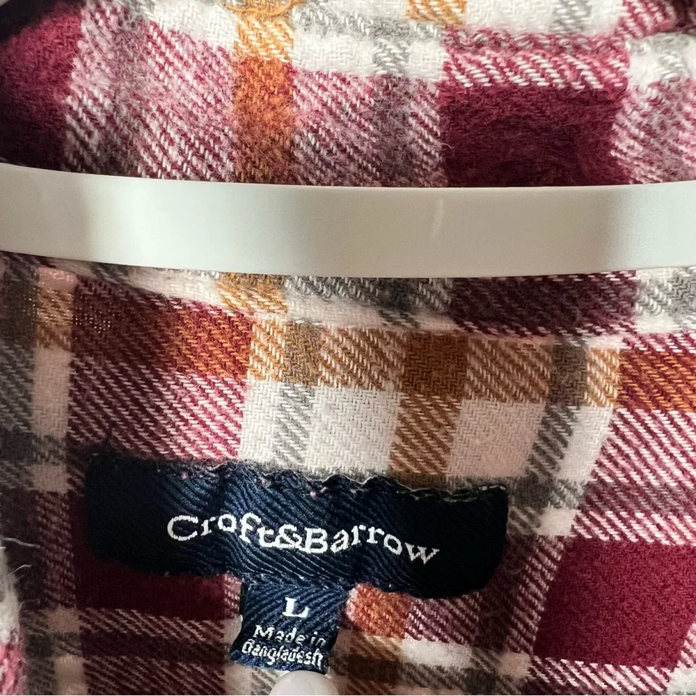 Croft & Barrow Shirt Men's Large Button-Down‎ Flannel Plaid Casual Multicolor